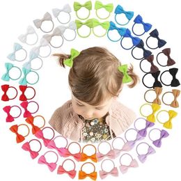 Hair Accessories 50 pieces of 2-inch baby girl hair bow elastic tie fancy ribbon bow with rubber tail clip hair accessories WX