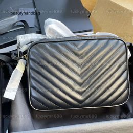 YS Bags Designers ysllbag Quality 23cm Chevron Lou Camera 10A Mirror Quilted Black Purse Real Leather Calfskin Handbag Luxury Tassel Bag Crossbody