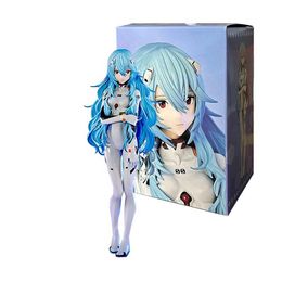 Action Toy Figures EVANOVM brand doll With packaging 18CM Blue haired girl Anime kawaii figure PVC model toys doll collect ornaments gifts Y240516