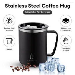 Mugs 500ml Vacuum Mug With Lid Handle Double Wall Stainless Steel Portable Insulated Coffee Milk Cup Drinkware For Travelling