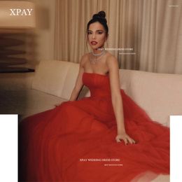 Party Dresses XPAY Simple Strapless Red A Line Prom For Women Floor Length Dress Long Evening Gown Wedding Guest Formal Vestidos