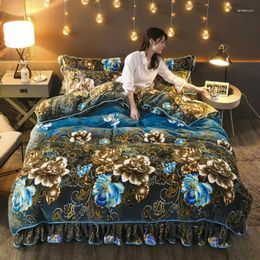 Bedding Sets Bedroom Bed Four-piece Set Light Luxury Thick Warmth Seamless Mink Quilt Cover Sheet Fashionable Simple Family El