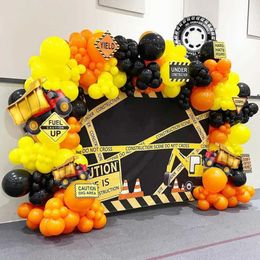 Party Balloons 134pcs Engineering vehicle construction party balloon arch wreath kit used for boy excavator birthday party baby shower