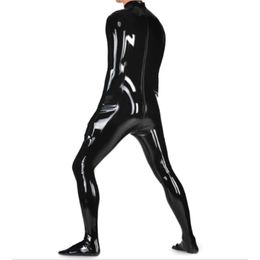 Halloween latex rubber black sleeping bag tight jumpsuit sleeveless fitting S-XXL fetishism