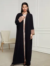 Ethnic Clothing Fashion Leopard Print Muslim Dress Robe Abaya Female Full Length Outerwear Worship Service Islamic Outsider