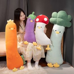 New 70cm Long Giant Soft Stuffed Plants Vegetables Mushroom Eggplant Broccoli Carrot Cosplay Chicken Toys Room Sofa Decor