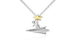 Pendant Necklaces 30 Silver Plated Elegant Little Boy Star On Paper Plane Ladies Necklace Jewellery Accessories For Women Chains4953435