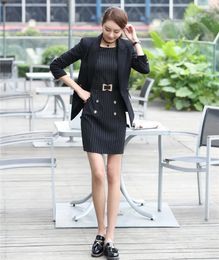 Work Dresses Ladies Black BLazer Women Business Suits Formal Office Dress And Jacket Sets Uniform Style