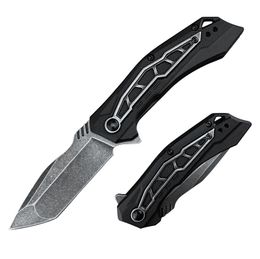 KS1376 Assisted Flipper Folding Knife 8Cr13Mov Black Stone Wash Tanto Point Blade Black Glass-Filled Nylon Handle EDC Pocket Knives with Retail Box