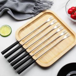 Forks Stainless Steel Chocolate Pot Fork Six Piece Set Plastic Handle Fruit Western Style 9x9 Baking Pan