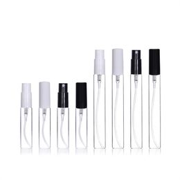 1000pcs High Quality Empty Refillable Mini 5ml 10ml Glass Spray Bottles with Black White Plastic Spray Lid for Perfume Sample Packaging