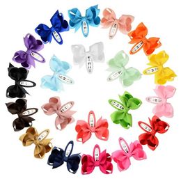 Hair Accessories 2 pieces/set of 2.75-inch solid windmill bow safety hair clips suitable for baby girls lace ribbon hair clips wrapped baby hair accessories WX