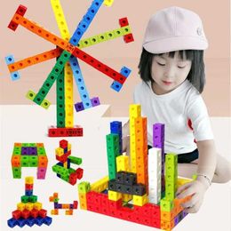 Other Toys 100200Pcs Montessori Mathematical Toy 10 Color Rainbow Link Cube Snap Blocks 3D Puzzle Stacking Game Childrens Education and Lear