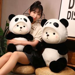 26cm Cute Bear Turn Into Panda Plush Toys Lovely Soft Stuffed Cartoon Animals Dolls For Birthday Christmas Gift