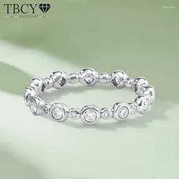 Cluster Rings TBCYD 0.35CT D Colour Round Bubble Moissanite Eternity For Women S925 Silver Diamond Row Engagement Wedding Jewellery