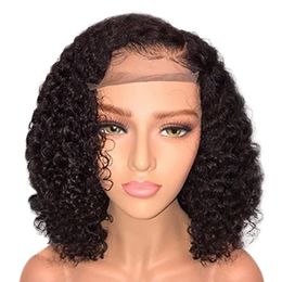 深い巻き毛の人間の髪の毛のフロントレースボブウィッグス4x4 5x5 13x4 13x6 Glueless Lace Wigs Pre Plucked Natural Hairline