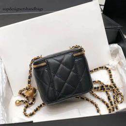 10A Retro Mirror Quality Designers Original top 1to1 Golden bead bag woman Cosmetic Bag 22B 11cm genuine leather chain bags With box AP1447
