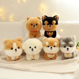 Kawaii Teddy Pets Lifelike Fluffy Puppy Soft Doll Cute Small Chow Pomeranian Corgi Yorkie Plush Toys with Charm Gift For Girl