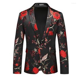 Men's Suits 6XL Men Fashion Slim Fit Suit Jacket Skinny Tuxedo Blazer Floral Jacquard Shawl Lapel Costume Wedding Party Prom Mens Blazers