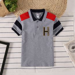 Summer Child Clothing Cotton Kids Polo Shirt Top Baby Boy Patchwork t Shirts Embroidery Fabric Tee Fashion 2-12year clothing L2405