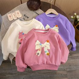 Girls Shirts 2023 Autumn Winter Tops for Kids Long Sleeve Bow Children Sweatshirts Casual Toddler Outerwear Baby Outfits L2405