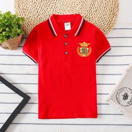 Sommar nya barn skjorta barn broderi polo skjortor England stil mode pojkar designer kläder skol uniform l2405 l2405