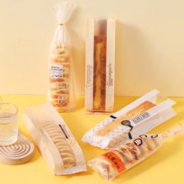 Storage Bags 100PCS / Rectangular Bread Bag Baking Packaging West Point Biscuit Cake Transparent Package Puff Food