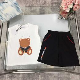 Top kids designer clothes Child Sets Size 100-150 CM 2pcs Cartoon animal print sleeveless T-shirt and elastic waist shorts July17