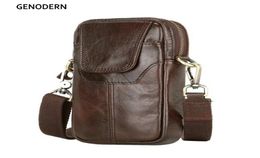 Genodern Genuine Leather Small Shoulder for Men New Travel Fanny Pack Belt Loops Hip Bum Waist Bag Mobile Phone Pouch3857192
