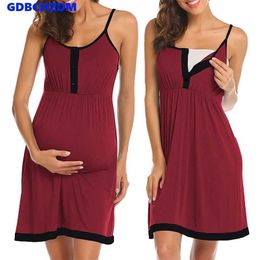 Maternity Dresses Maternity Pajamas Nightgown Breastfeeding Dress Childbirth Nursing Pajama Pregnant Women Sleeveless Lounge Sleepwear Nightdress Y240516