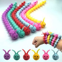 Decompression Toy Soft rubber TPR pressure reducing elastic release Coloured noodle rope pressure reducing stretching smooth Caterpillar tension bracelet