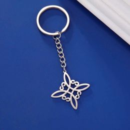 Trendy Witch Knot Keychain Women Men Stainless Steel Pendant Irish Symbol Lucky Amulet Keyring Jewelry Birthday Gifts Hot