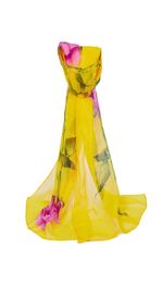 Scarves Women Scarves Fashion Rose Flower Long Soft Wrap Scarf Ladies Shawl Chiffon Stoles Yellow1115141