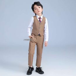 Khaki For Boys Children Photography Dress Kids Stage Performance Formal School Suit Teen Birthday Ceremony Chorus Costume