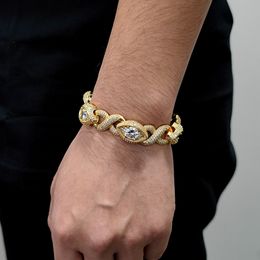 Designer Bracelet Hip Hop 15mm Infinite Eye 8 Cuban Chain Zircon Necklace Hot Selling Accessories Men's Bracelet Designer.