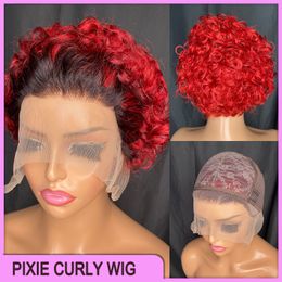 VONDER CAPELLI MALASIAN MALASIAN INDIANA BRASIANO 1B ROSSO ROSSO 100% VERIGNO REMY REMY REMY HUMAN PIXIE CURLY CUTTO 13X1 WIG SHORT P33