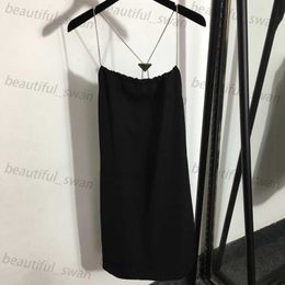 Designer women's casual dress Triangle Chain Dresses Summer Loose Cool Sling Dress Luxury Sexy Strap Skirts Fashion Sleeveless Ladies Dresses