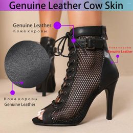 Dance Shoes Genuine Leather High Quality Women Heels Trend Stilettos Jazz Female For Latin Dancing Street Plus Size