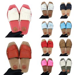 top fashion designer famous women woody sandals slides lace platform low loafers shoes red brown blue canvas flat mules trainers slippers