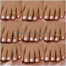 Toe Rings Adjustable Ring For Women Girls Open Tail Band Hawaiian Foot Jewellery Drop Delivery Otqkh Otslg