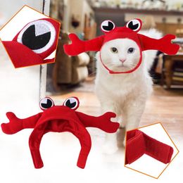 Dog Apparel Pet Head Cover Teddy Dress Lobster Modelling Headdress Elastic Pleated Headgear For Dogs Small Pets Cat Caps Hats Red