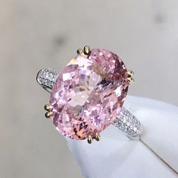 Luxury 3ct Pink Zircon cz Ring Silver Colour Engagement Wedding band Rings for Women Bridal Party Jewellery Gift