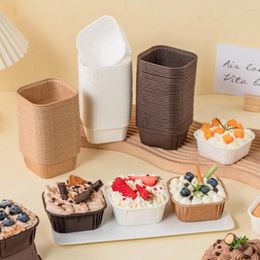 Baking Moulds 50Pcs Cake Mould Muffins Paper Cupcake Square Tray Liner Wrapping Cups Forms Cup