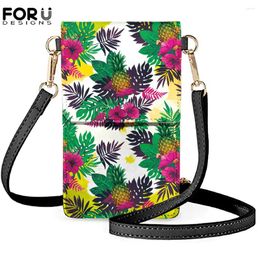 Shoulder Bags FORUDESIGNS 2024 Cell Phone Bag Tropical Pineapple Fruits Print Female Messenger Purse