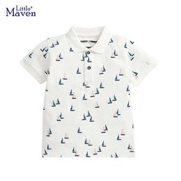 Little maven 2024 Children's t shirts Summer Kids School Polo Shirts Solid White Colors Boys Casual Clothes L2405