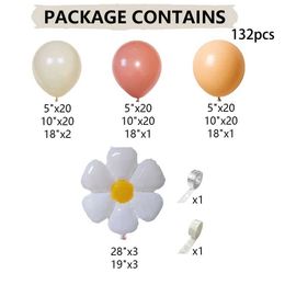 Party Balloons 132Pcs White Daisy Sunflower Themed Balloon Arch Kit Black Pink Yellow Latex Bal for Wedding Birthday Baby Shower Party Decors