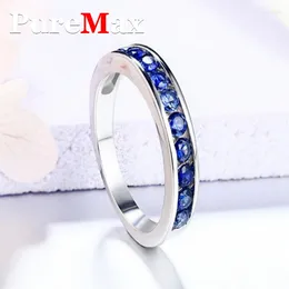 Cluster Rings Royal Blue Full Moissanite Diamond For Women S925 Sterling Silver Jewelry Women's Ring Fine Trendy