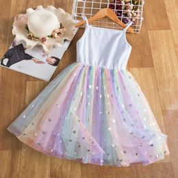 Girl's Dresses Baby Girls Sling Dress for 2024 New Summer Tulle Tutu Sleeveless Kids Princess Dresses Lace Embroidery Children Casual Clothings