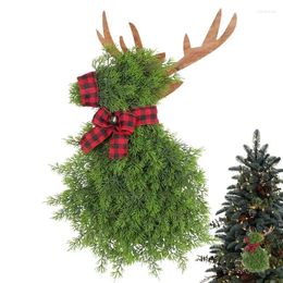 Decorative Flowers Christmas Wreath Artificial Pine Needle Elk Door For Indoor & Outdoor Halloween Home Decorations Party Props