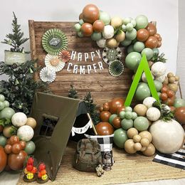 Party Balloons Camping balloon wreath arch set with campfire balloons Happy Camper Forest Party Night Tour Jungle Veterans Day